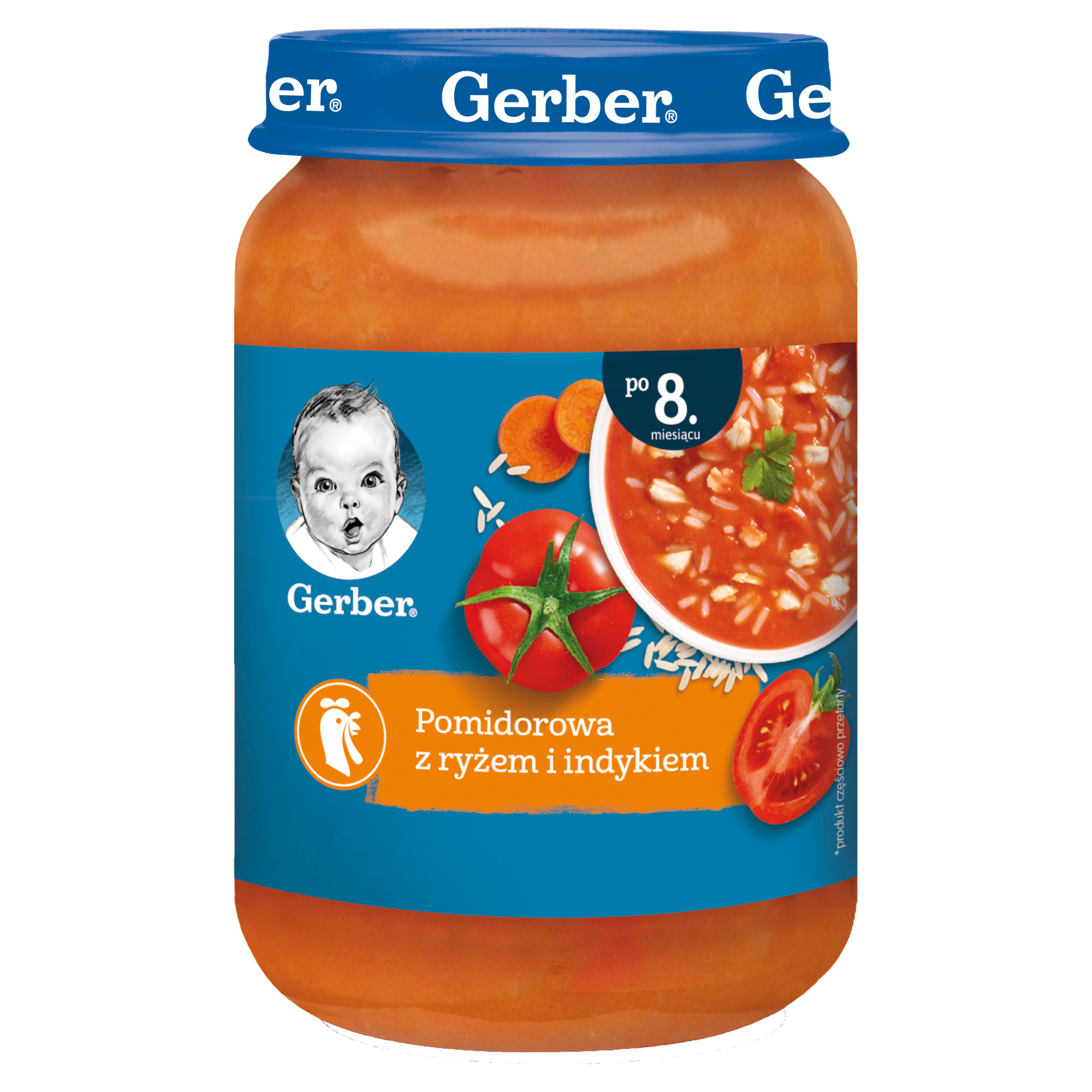 GERBER Zupka pomidorowa z ryżem i indykiem po 8 miesiącu - 190 g zdjęcie