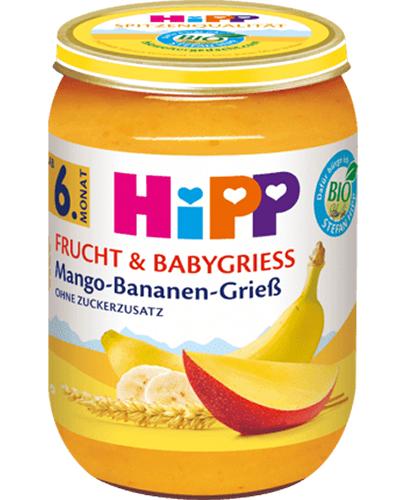 HiPP BIO od pokoleń, Mango z bananem i kaszką manną, od 6. m-ca, 190 g, cena, opinie, właściwości zdjęcie