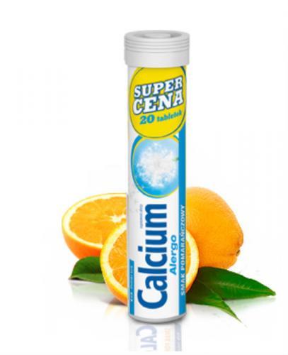 CALCIUM ALERGO 300 mg - 20 tabl. mus. Wapń i witamina C.- cena, opinie, dawkowanie zdjęcie
