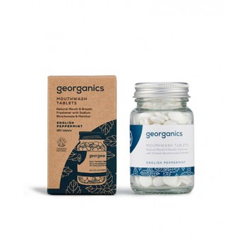 Georganics, Naturalne tabletki do płukania jamy ustnej, English Peppermint, 180 tabletek