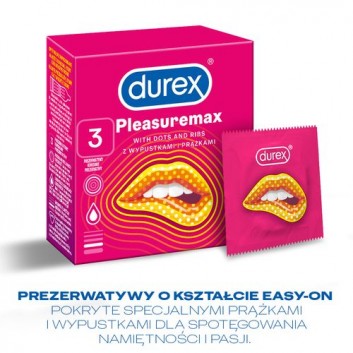 DUREX PLEASUREMAX Prezerwatywy prążkowane z wypustkami, 3 sztuki