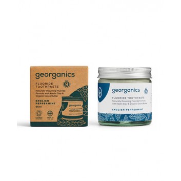 Georganics, Organiczna pasta do zębów z fluorem w słoiku, English Peppermint, 60 ml