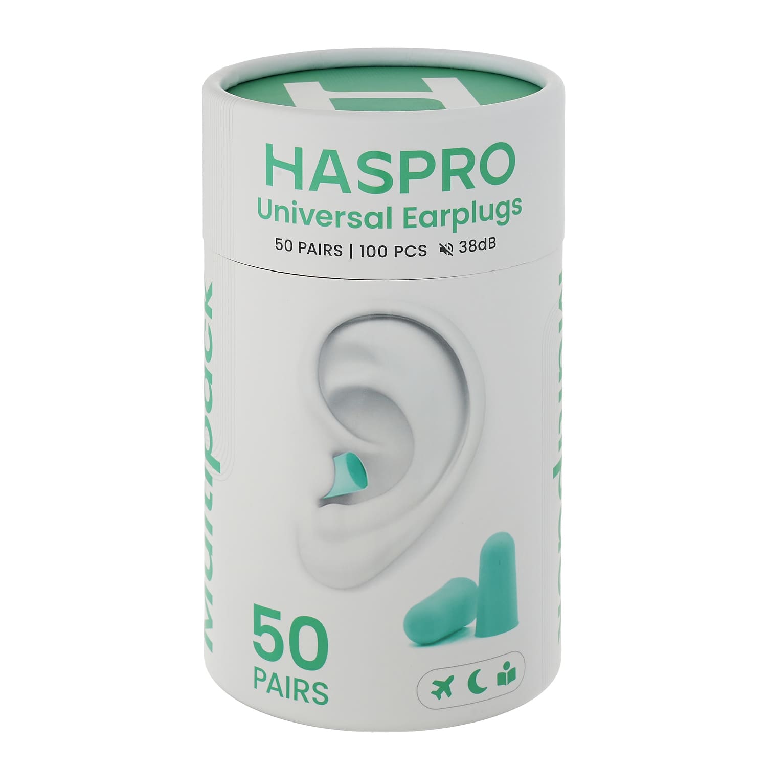 Stopery do uszu jednorazowe Haspro Tube50 miętowe 50 par