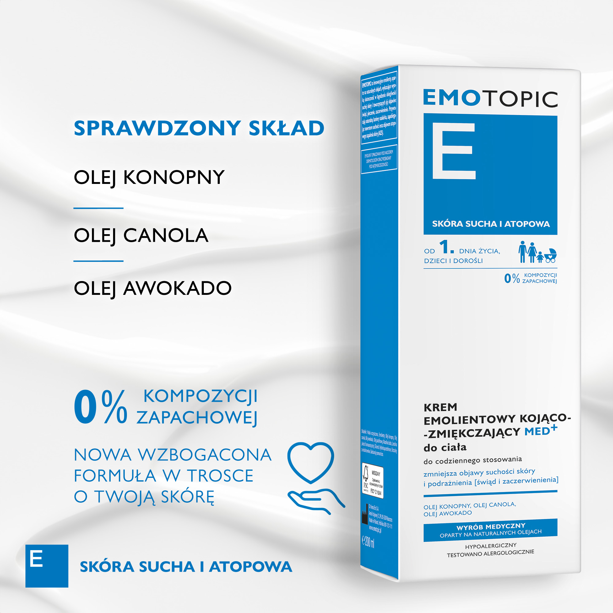 Emotopic krem emolientowy kojąco-zmiękczający MED+ do ciała do codziennego stosowania 200 ml