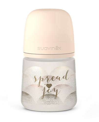 Suavinex Spread Joy Butelka ze smoczkiem fizjologicznym SX Pro o wolnym przepływie beżowe serce, +0m, 150 ml, cena, opinie, wskazania zdjęcie