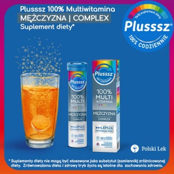 Plusssz 100% Multiwitamina Mężczyzna Complex 20 tabletek musujących