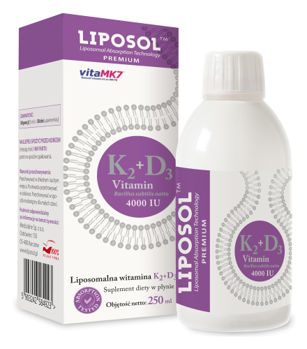 Liposol, Liposomalna Witamina K2 (Vita MK7), 100 uq + D3 4000 IU, 250 ml zdjęcie