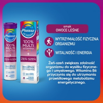 Plusssz 100% Multiwitamina + Żeń-szeń 20 tabletek musujących