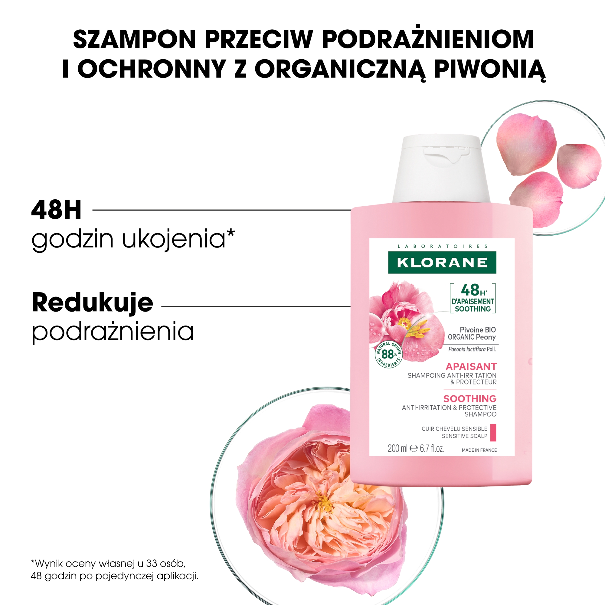 Klorane szampon łagodząco-kojący na bazie wyciągu z piwonii 200 ml