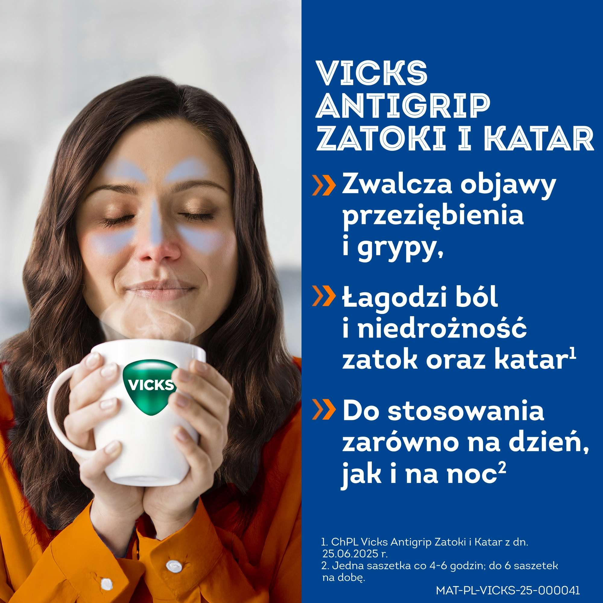 Vicks AntiGrip 650 mg + 16 mg + 4 mg o aromacie pomarańczowym 10 saszetek