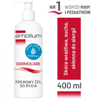 Emolium Dermocare, kremowy żel do mycia do skóry wrażliwej, suchej, skłonnej do alergii, 400 ml