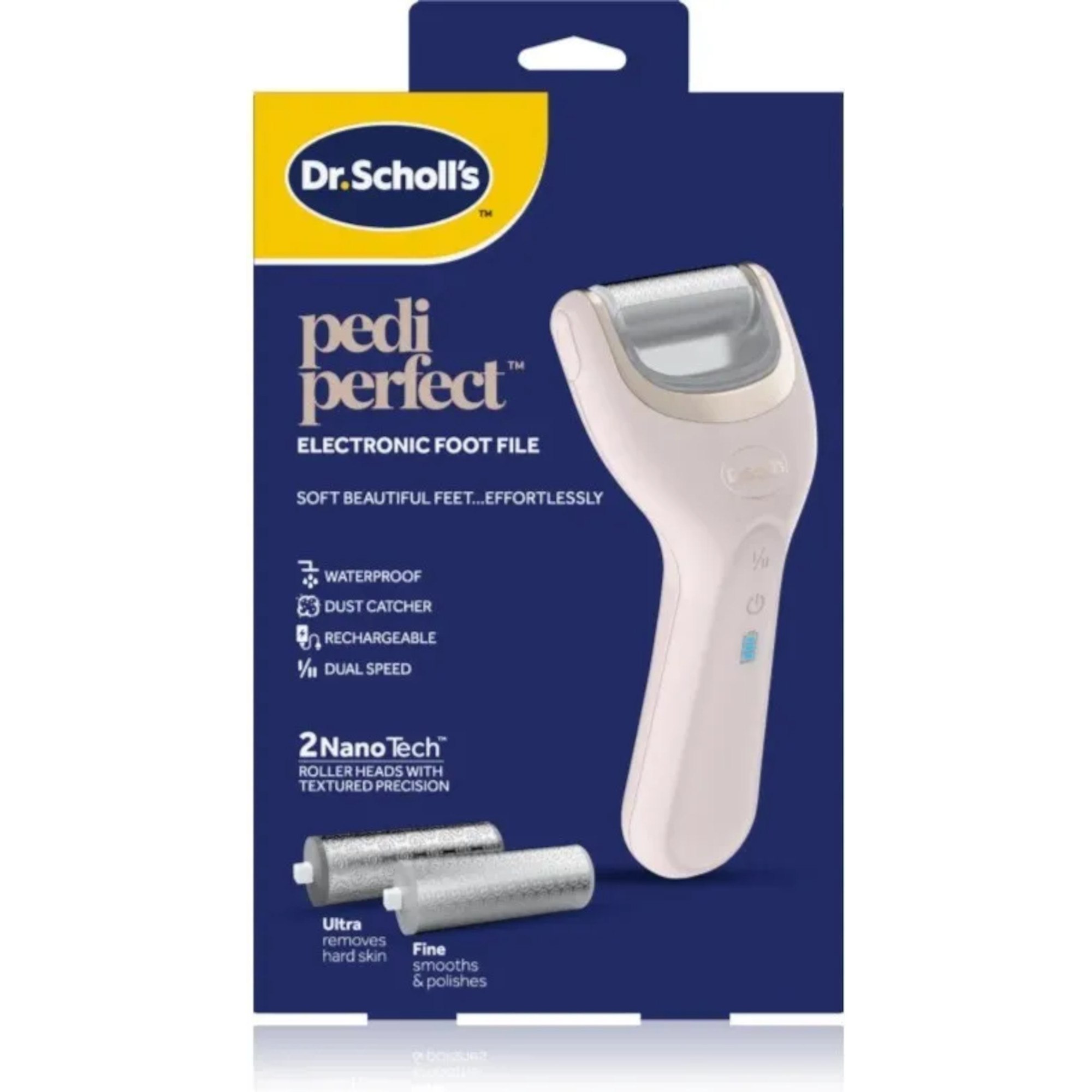 Dr. Scholl’s Pedi Perfect NanoTech, Elektroniczny pilnik do stóp z 2 głowicami, 1 sztuka zdjęcie