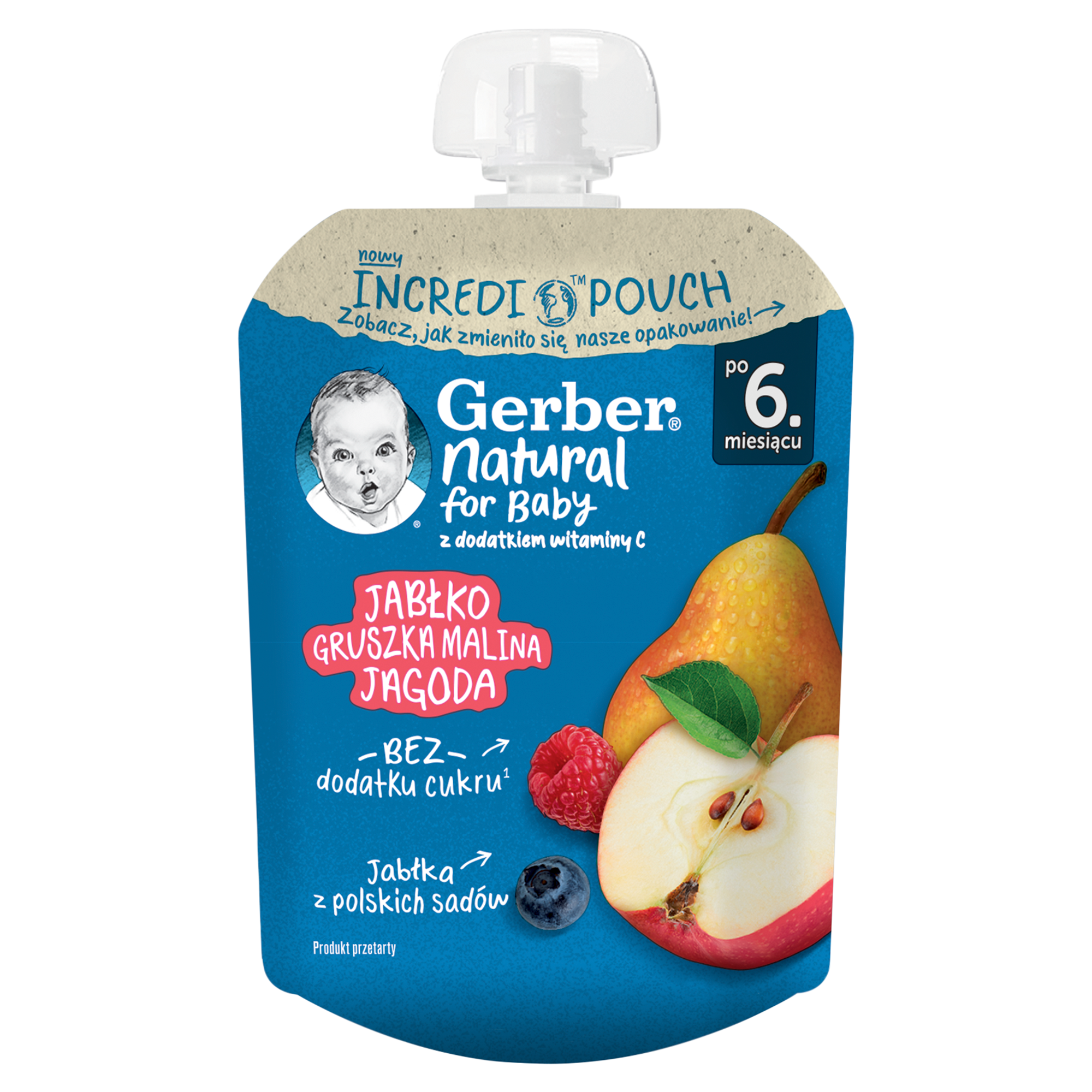 Gerber Natural For Baby Deserek jabłko-gruszka-malina-jagoda po 6. miesiącu, 80 g zdjęcie