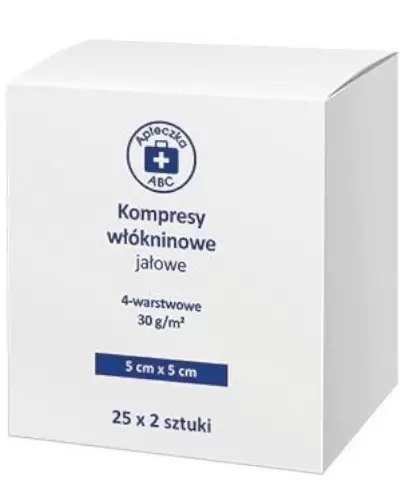 Apteczka ABC Kompresy włókninowe jałowe 4 warstwowe 5 cm x 5 cm 25 x 2 sztuki zdjęcie
