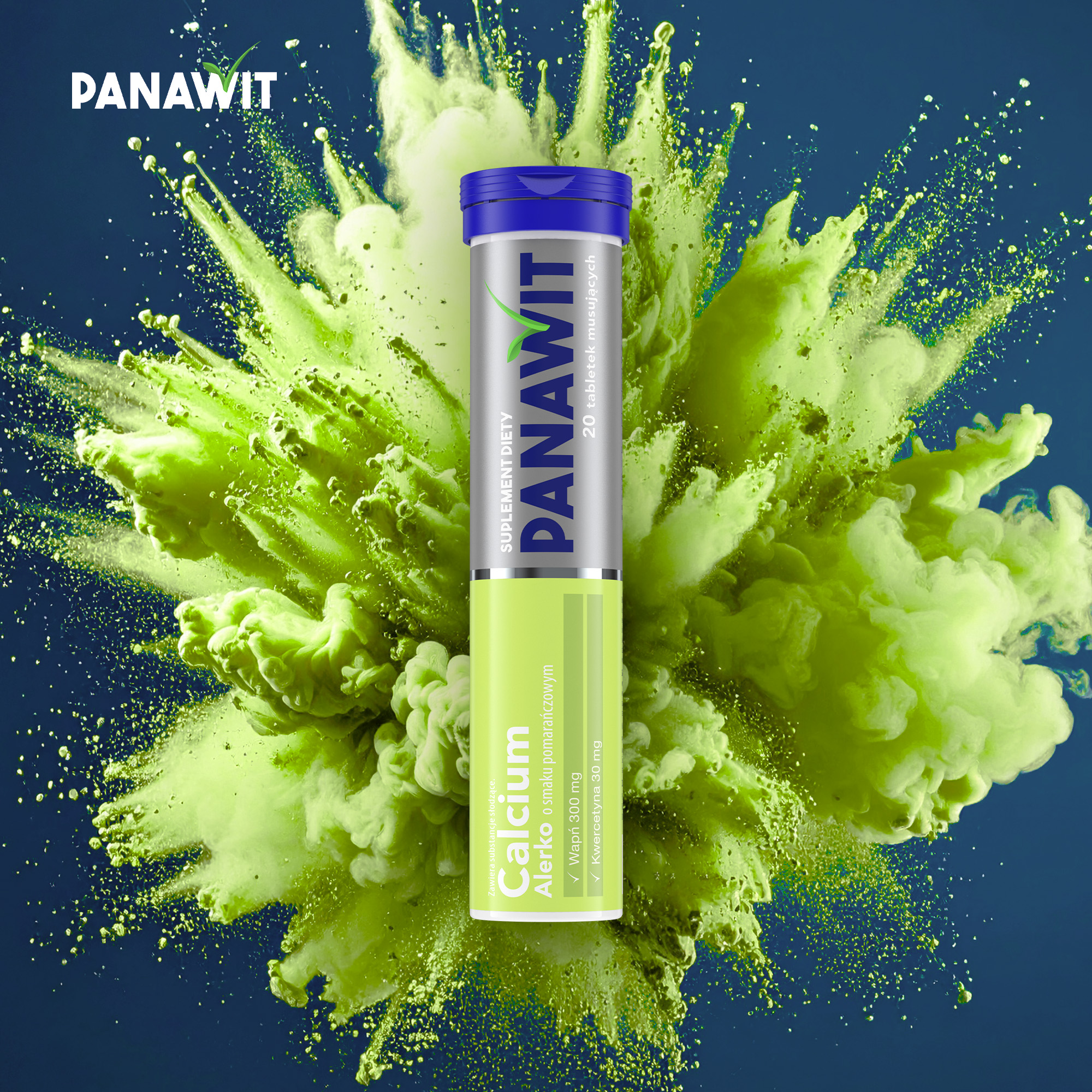 Panawit Calcium Alerko o smaku pomarańczowym, tabletki musujące, 20 sztuk