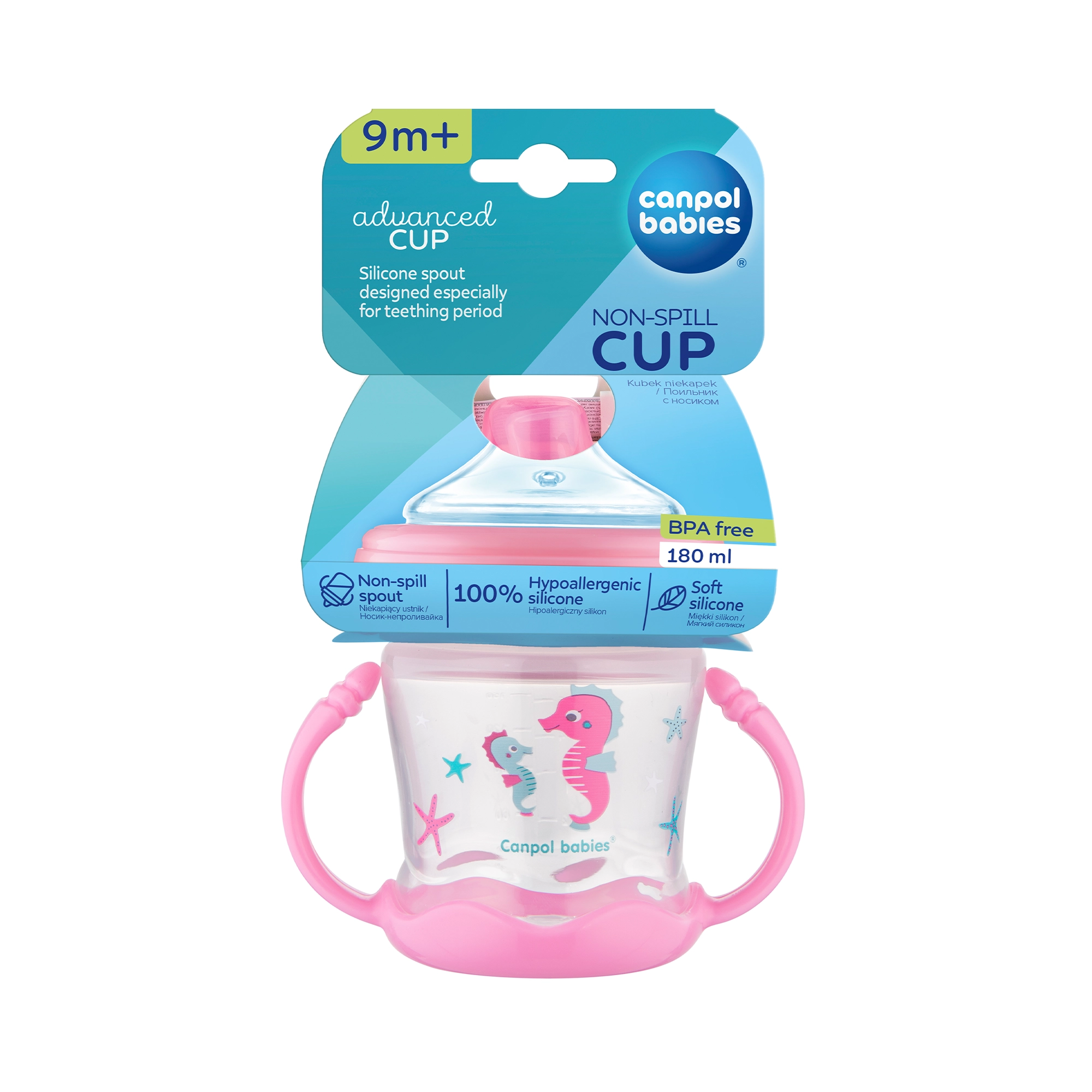 Canpol Babies Sweet fun kubek niekapek dla dzieci 9m+ różowy królik 180 ml [57/300] zdjęcie