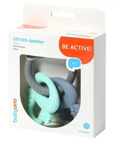 Babyono Ortho gryzak szaro-miętowy 1 sztuka [487] zdjęcie