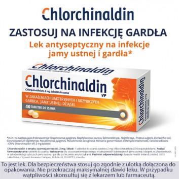 Chlorchinaldin, 2 mg, tabletki do ssania o smaku czarnej porzeczki, 40 sztuk
