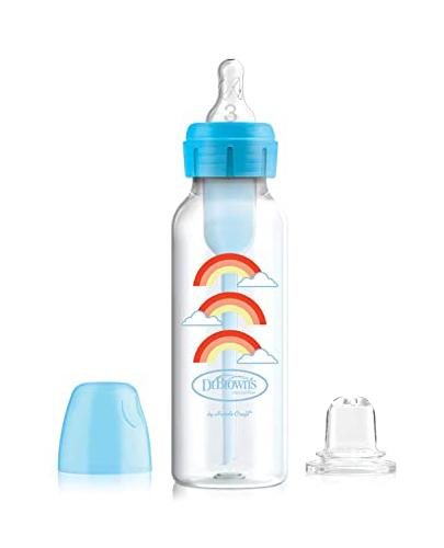 Dr Brown's Options+ Zestaw 'Od butelki do kubka' Butelka standard 250 ml ze smoczkiem i ustnikiem niekapkiem 6m+, kolor niebieski - 1 szt. zdjęcie