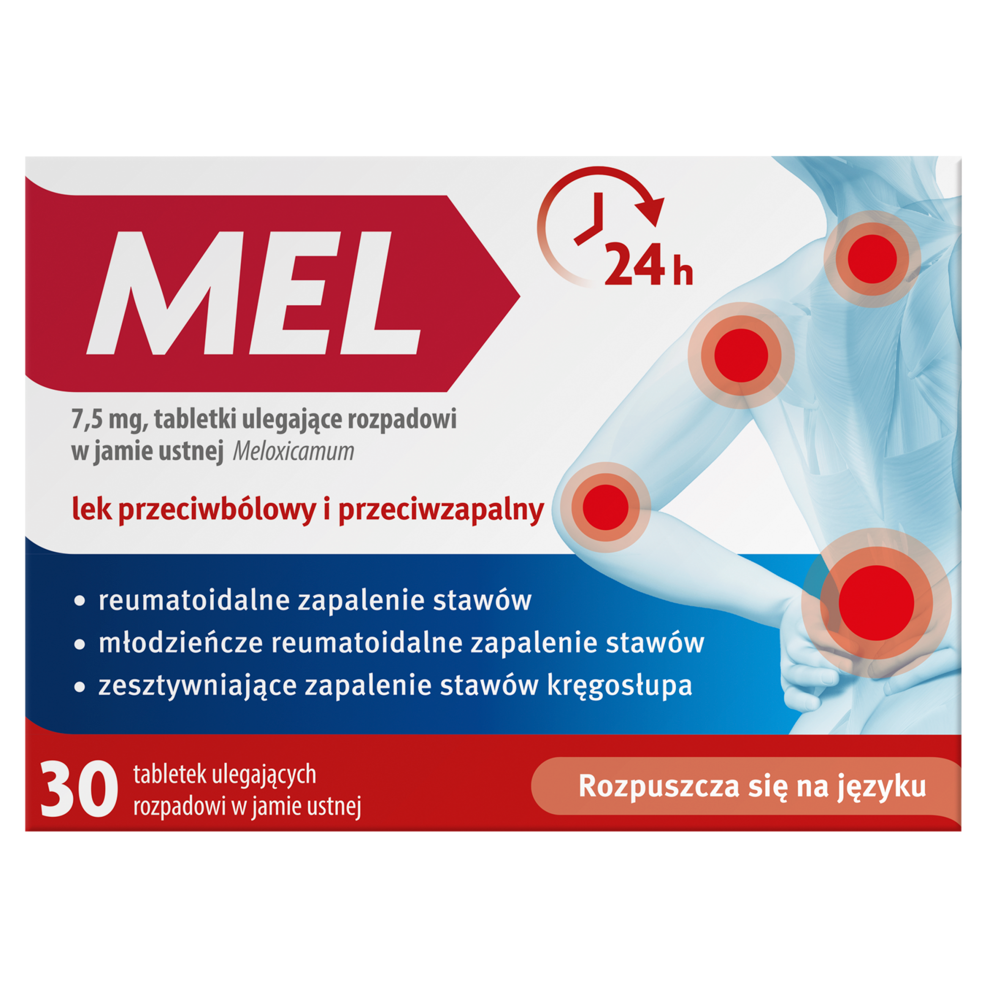 Mel, 7,5 mg, tabletki ulegające rozpadowi w jamie ustnej, 30 sztuk zdjęcie
