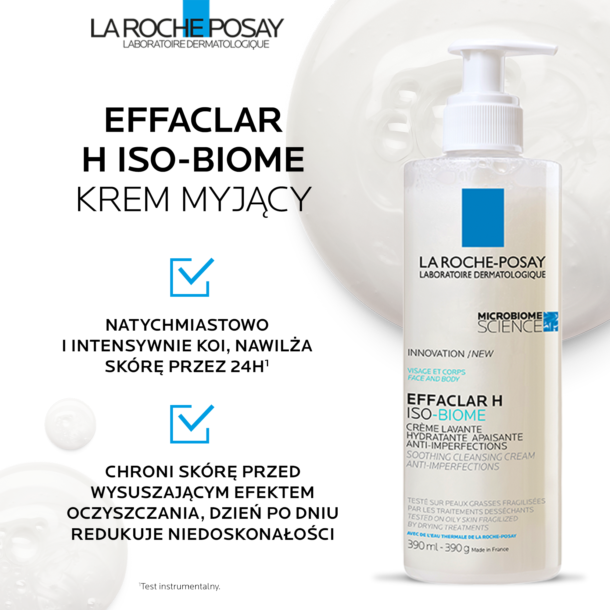 La Roche Posay Effaclar H ISO-Biome kojący krem myjący przeciw niedoskonałościom 390 ml