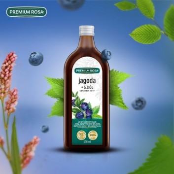 Premium Rosa Sok Jagoda + 5 ziół, 500 ml, cena, opinie, wskazania