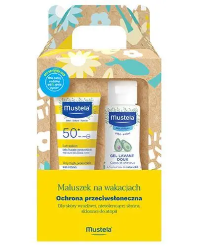 Mustela Maluszek Na Wakacjach, Zestaw Mleczko przeciwsłoneczne, 40 ml + Delikatny żel, 100 ml zdjęcie