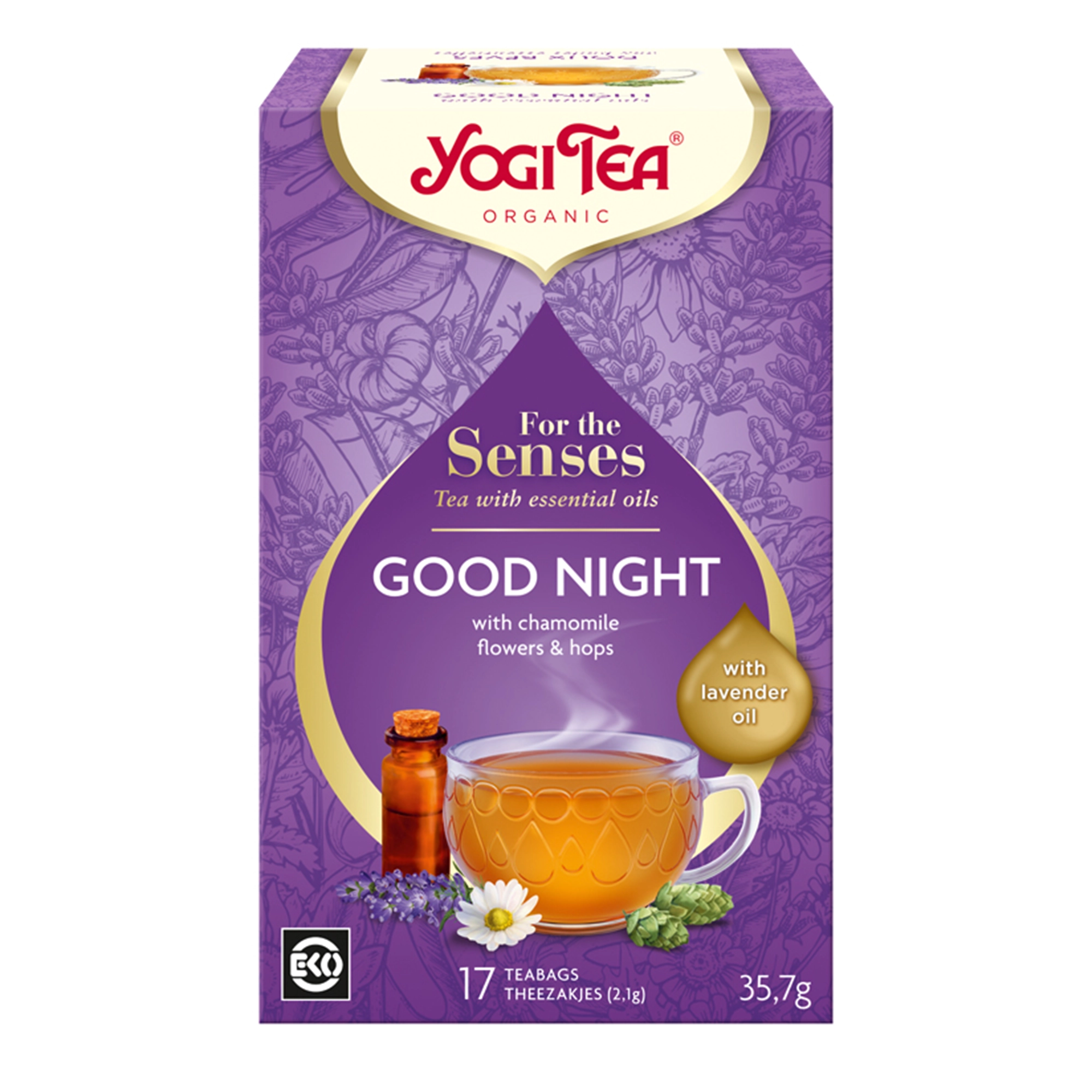Yogi Tea For the Senses Herbata Good Night Spokojna noc BIO, 17 saszetek zdjęcie