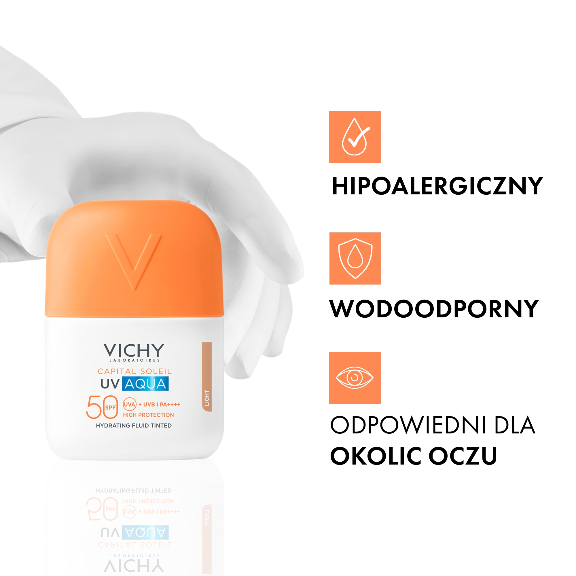 Vichy Capital Soleil UV-Aqua, nawilżający fluid koloryzujący do twarzy SPF 50, 50 ml