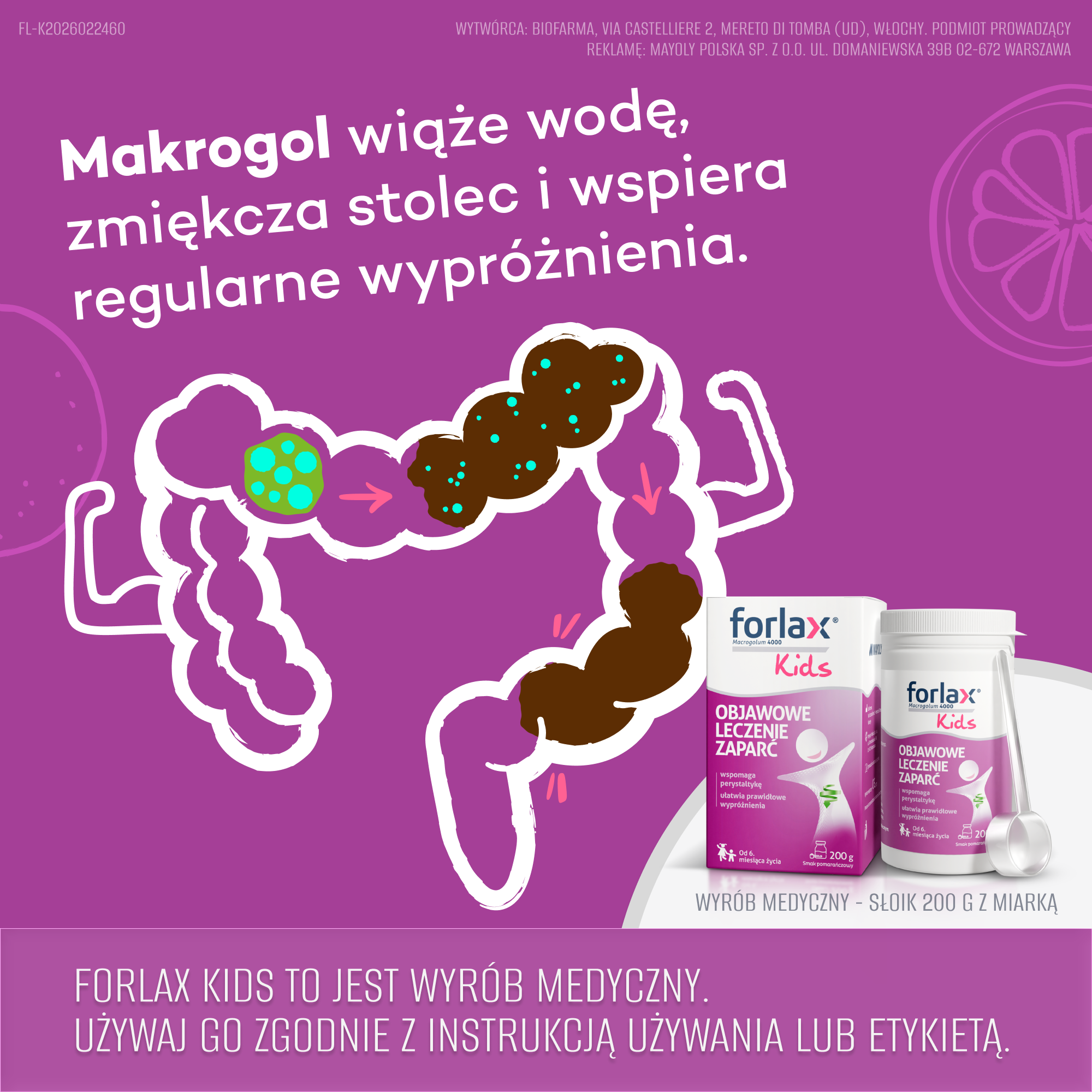 Forlax Kids, proszek, smak pomarańczowy, 200 g