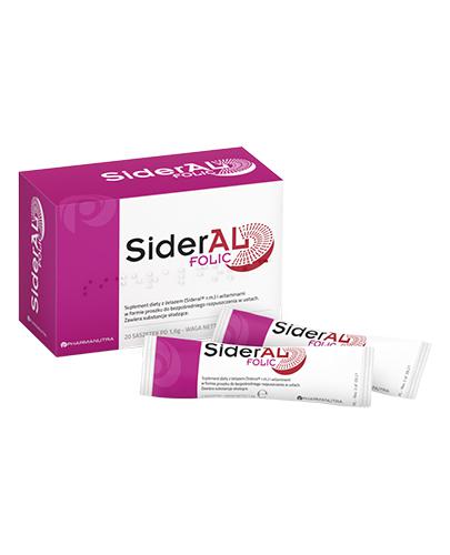 SiderAL FOLIC, żelazo sukrosomalne, kwas foliowy, witaminy, 20 saszetek zdjęcie
