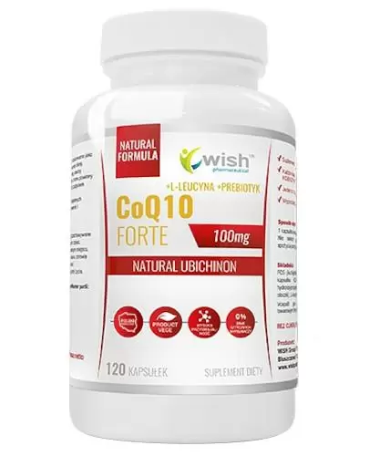 Wish CoQ10 Forte 100 mg (koenzym Q10) + L-leucyna + Prebiotyk 120 kapsułek zdjęcie