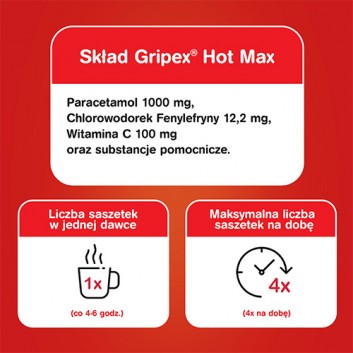 Gripex Hot Max 1000 mg + 100 mg + 12,2 mg 12 saszetek