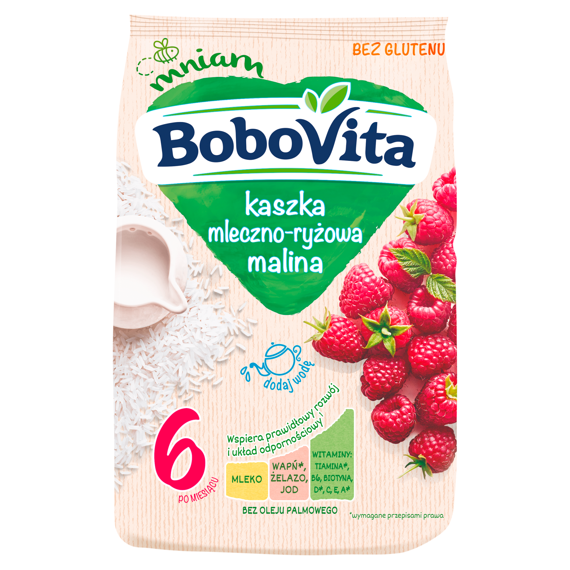 BoboVita, kaszka mleczno-ryżowa malinowa po 6 miesiącu, 230 g zdjęcie