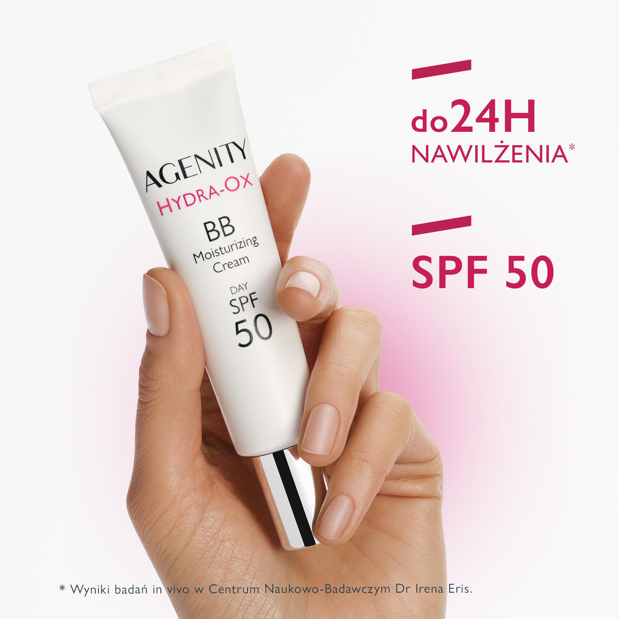 Agenity Hydra-Ox BB, Krem nawilżający 10 light beige SPF 50, 30 ml
