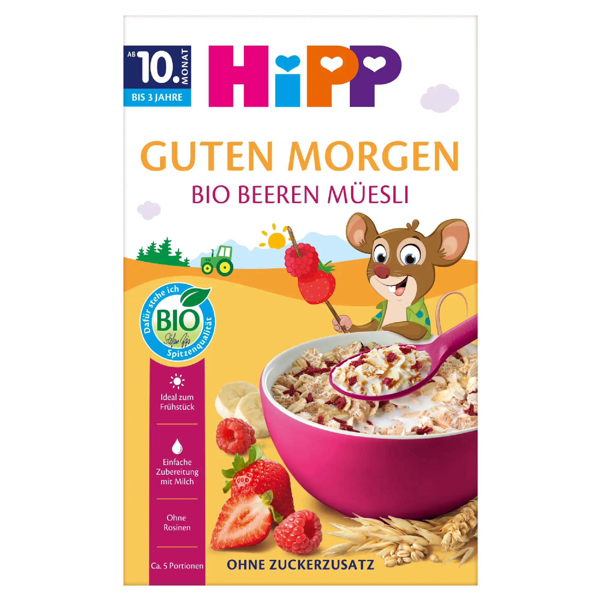 Hipp Bio od pokoleń, Musli Truskawki-Maliny, od 10. m-ca, 200 g