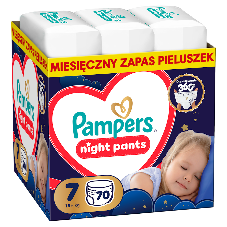 Pampers Night Pieluchomajtki rozmiar 7, 15 kg+, 70 sztuk zdjęcie