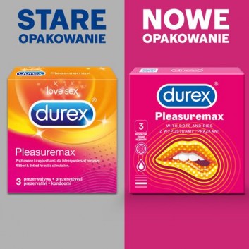 DUREX PLEASUREMAX Prezerwatywy prążkowane z wypustkami, 3 sztuki