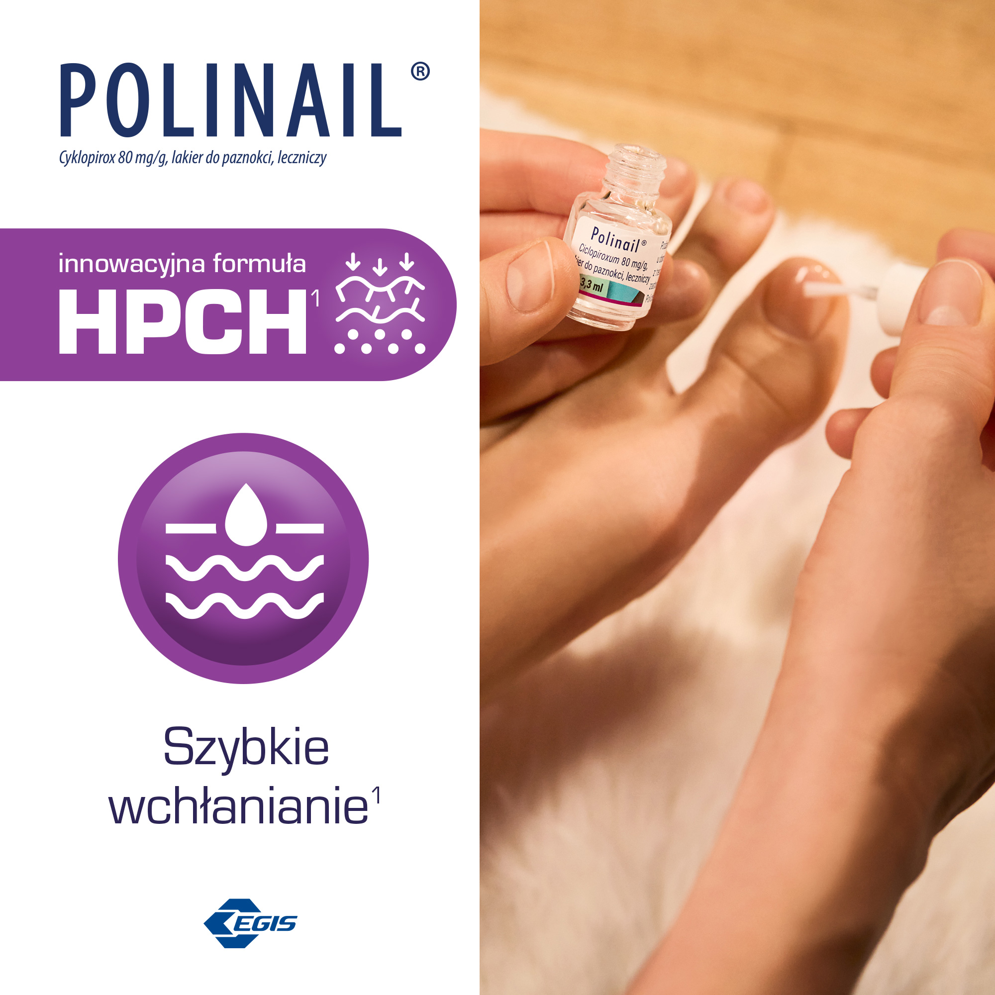 Polinail, 80 mg/g, lakier do paznokci leczniczy, 3,3 ml