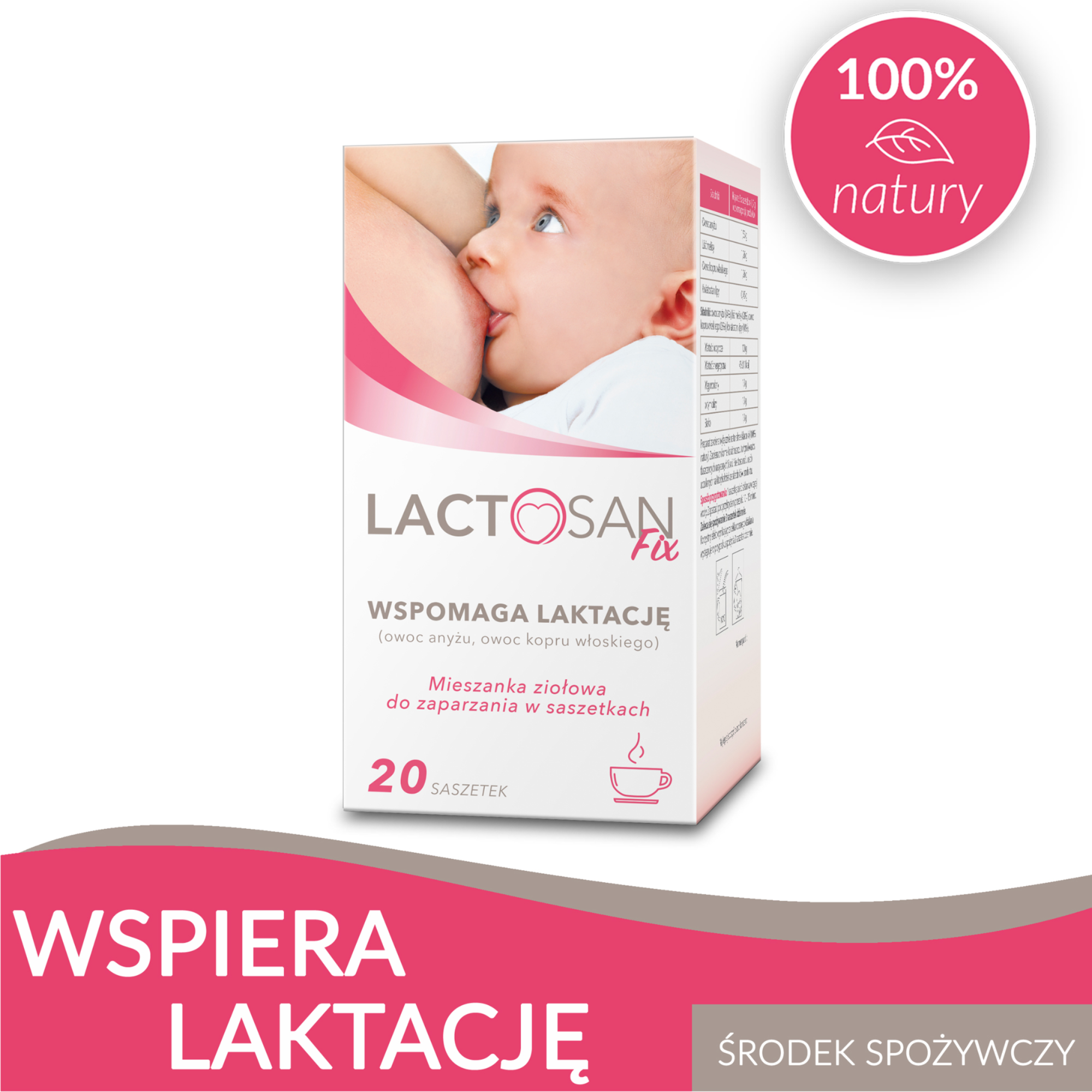 Herbapol Mieszanki Apteczne Lactosan Fix zioła do zaparzania wspomagające laktację 20 saszetek