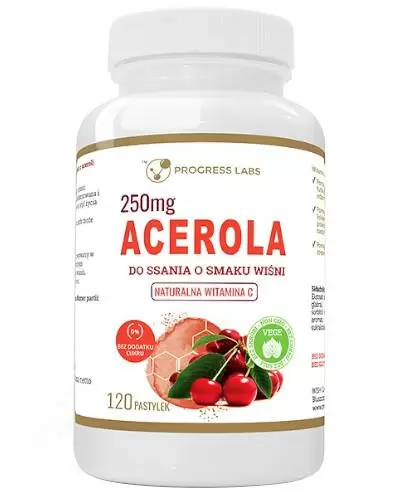 Progress Labs Acerola 250 mg naturalna witamina C 120 pastylek do ssania zdjęcie