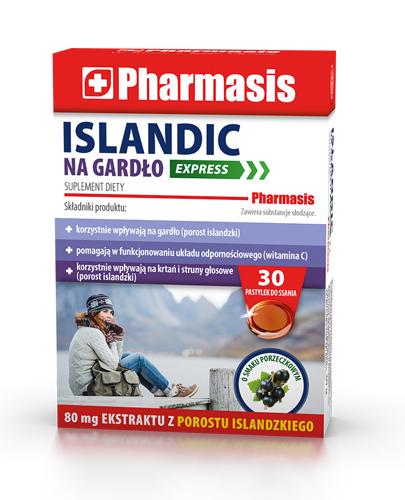 PHARMASIS ISLANDIC NA GARDŁO EXPRESS O smaku porzeczkowym - 30 past. do ssania zdjęcie