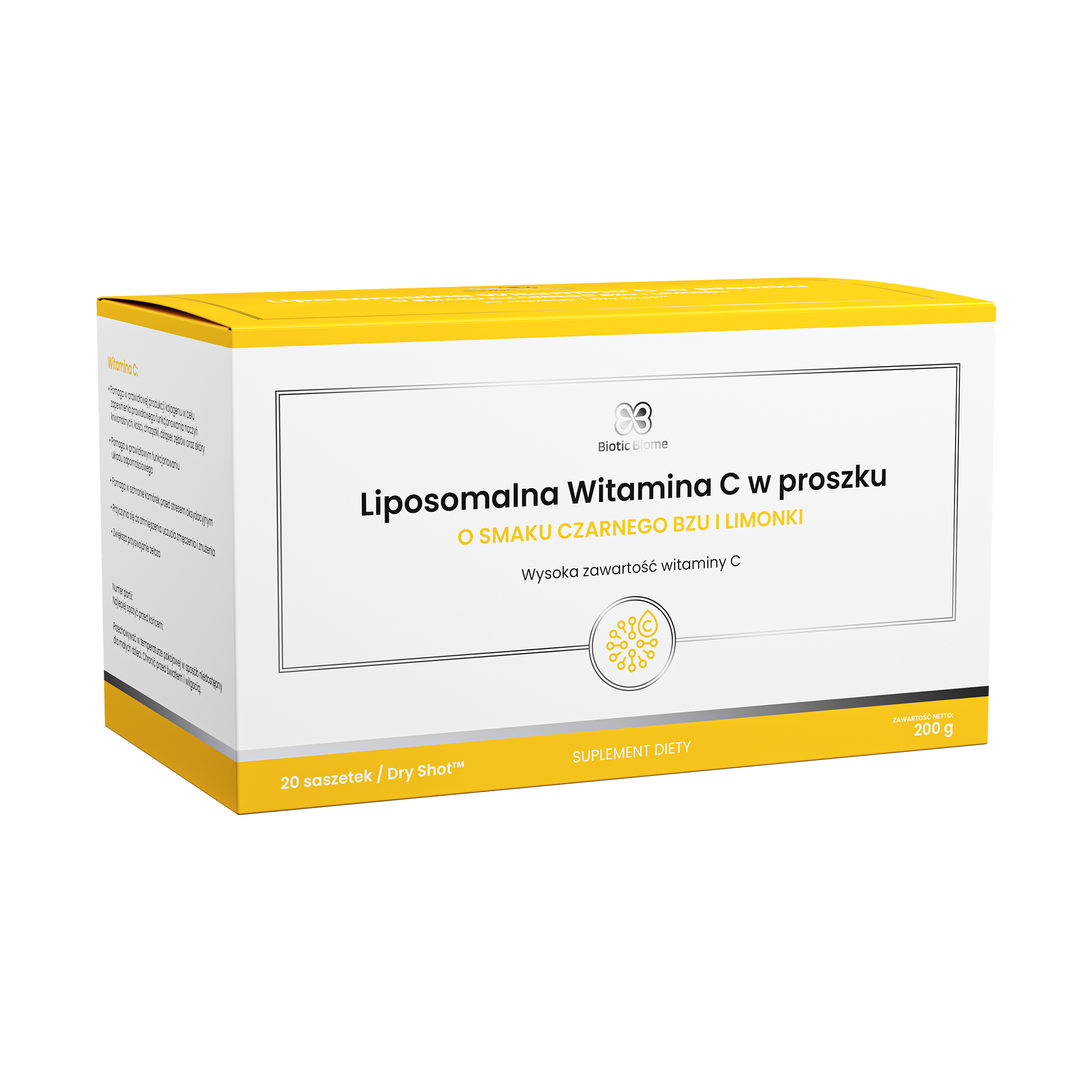 Biotic Biome, Liposomalna Witamina C w proszku, saszetki, 20 sztuk