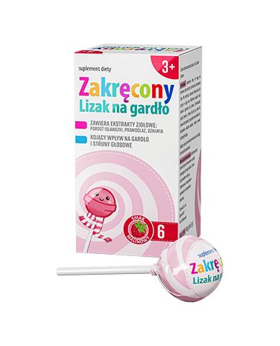 Panawit Zakręcony lizak na gardło smak malinowy 6 sztuk zdjęcie