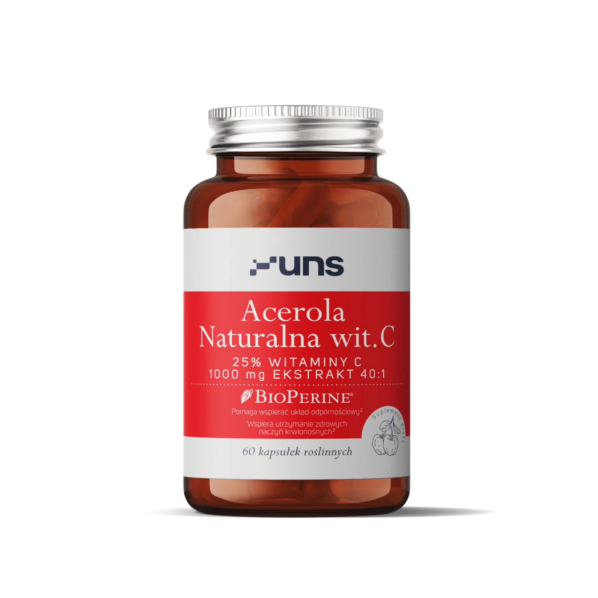 UNS Acerola Naturalna witamina C + Bioperine, kapsułki, 60 sztuk zdjęcie