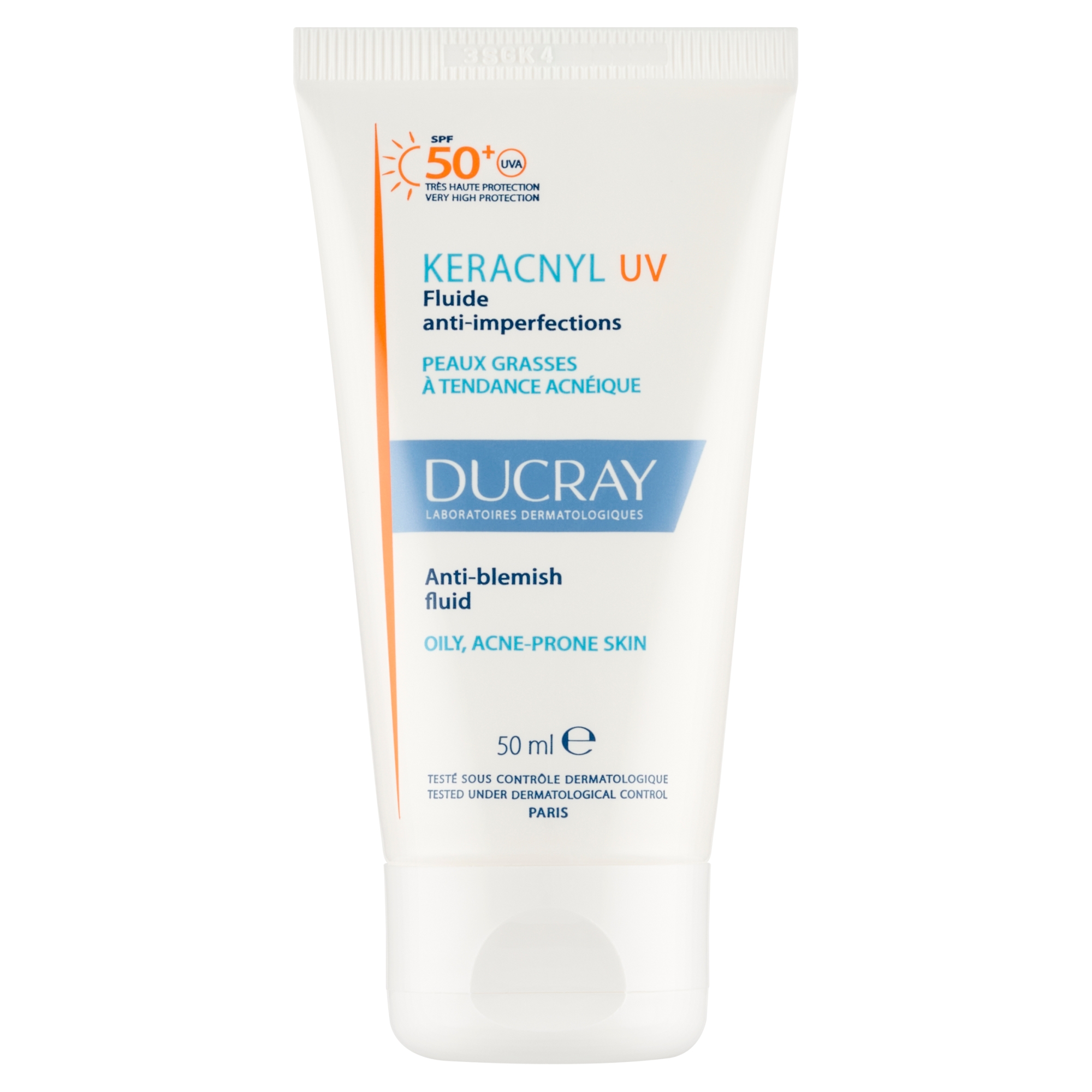 Ducray Keracnyl UV Fluid przeciw niedoskonałościom SPF50+, 50 ml