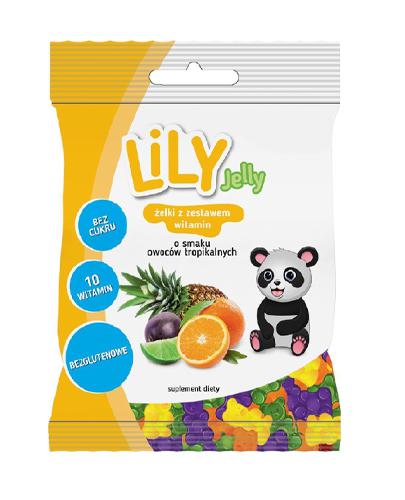 Lily Jelly Żelki z zestawem 10 witamin o smaku owoców tropikalnych bez cukru bezglutenowe, 80 g, cena, opinie, wskazania zdjęcie