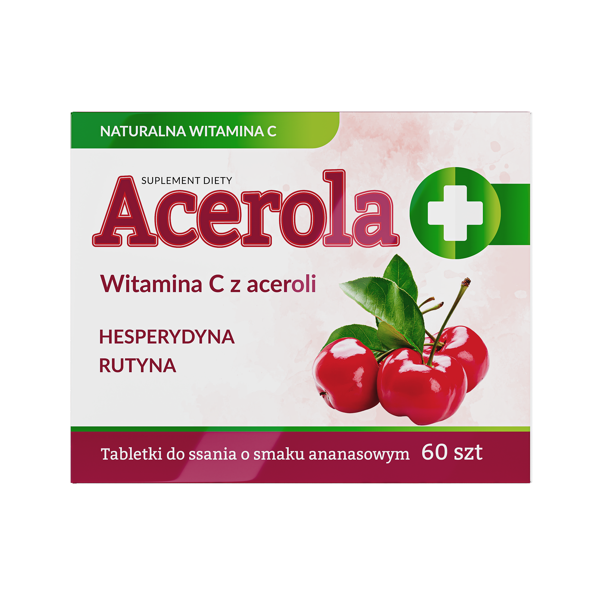 Acerola, tabletki do ssania o smaku ananasowym, 60 sztuk zdjęcie