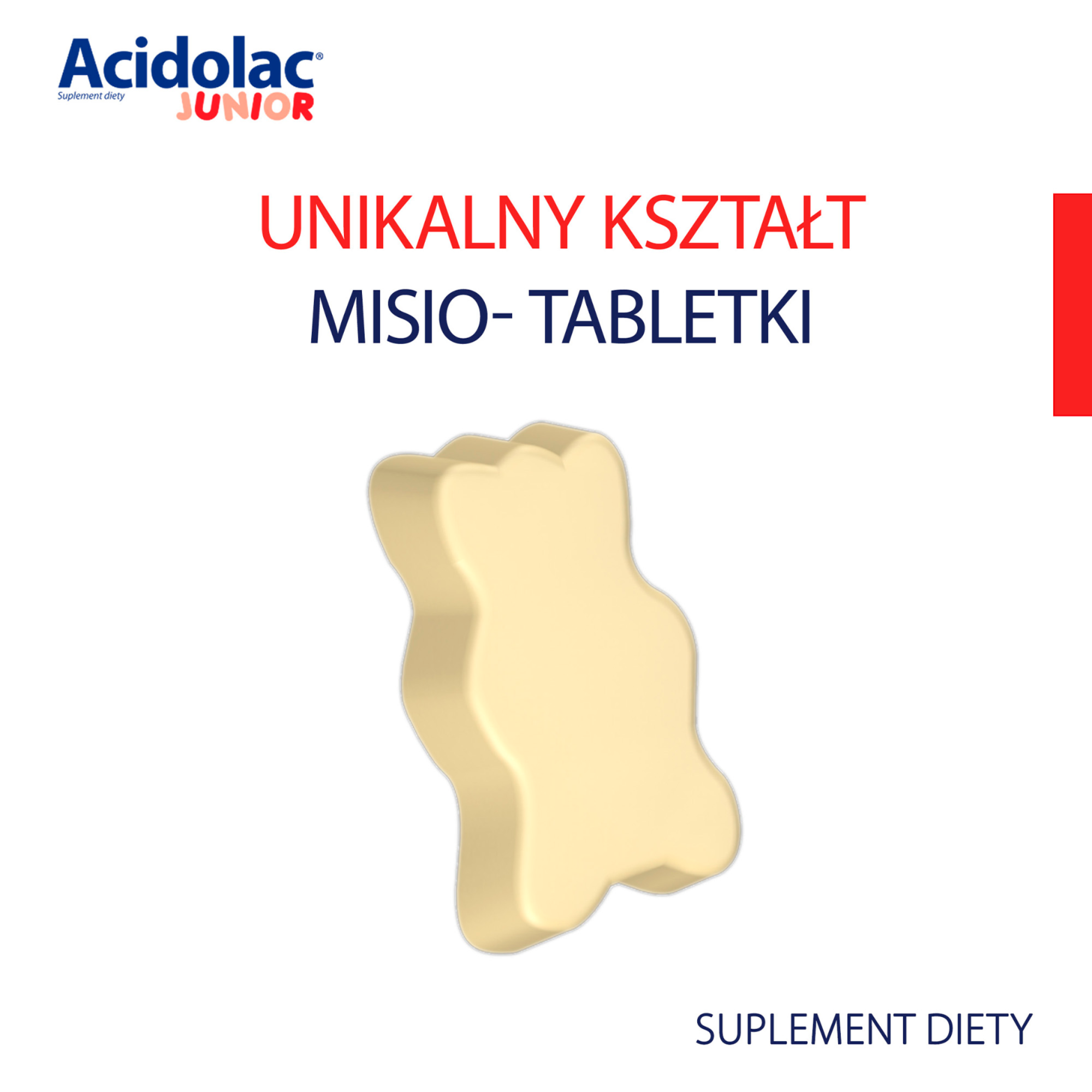 Acidolac Junior, misio-tabletki, smak truskawkowy, 20 sztuk