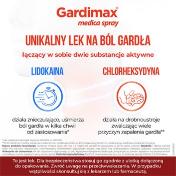 Gardimax medica spray, (20 mg + 5 mg)/10 ml, aerozol do stosowania w jamie ustnej, 30 ml